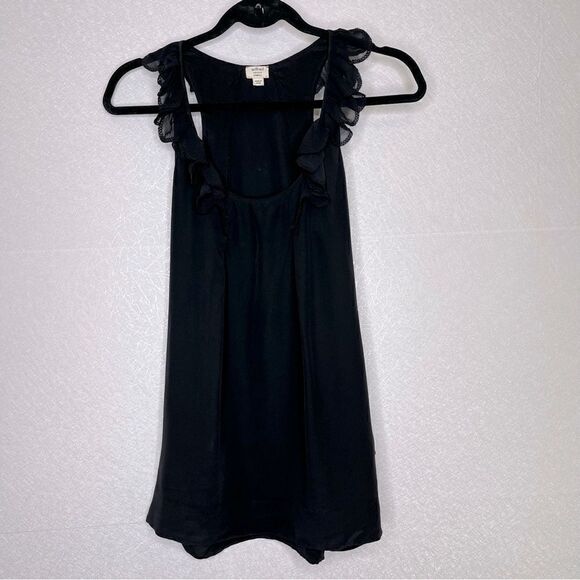 Wilfred Aritzia Ruffle Silk Sleeveless Pocket Blouse Black XS - Picture 1 of 5